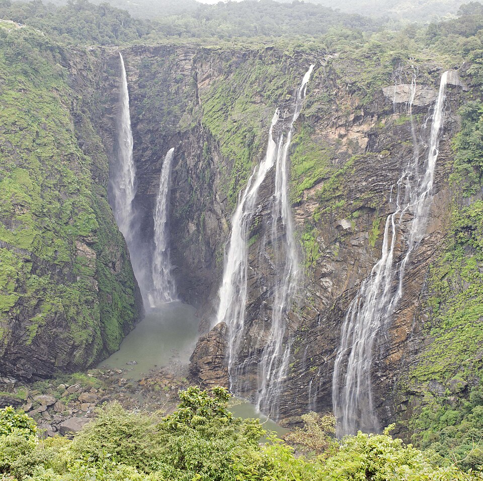 Jog Falls cascading down lush cliffs in Shivamogga